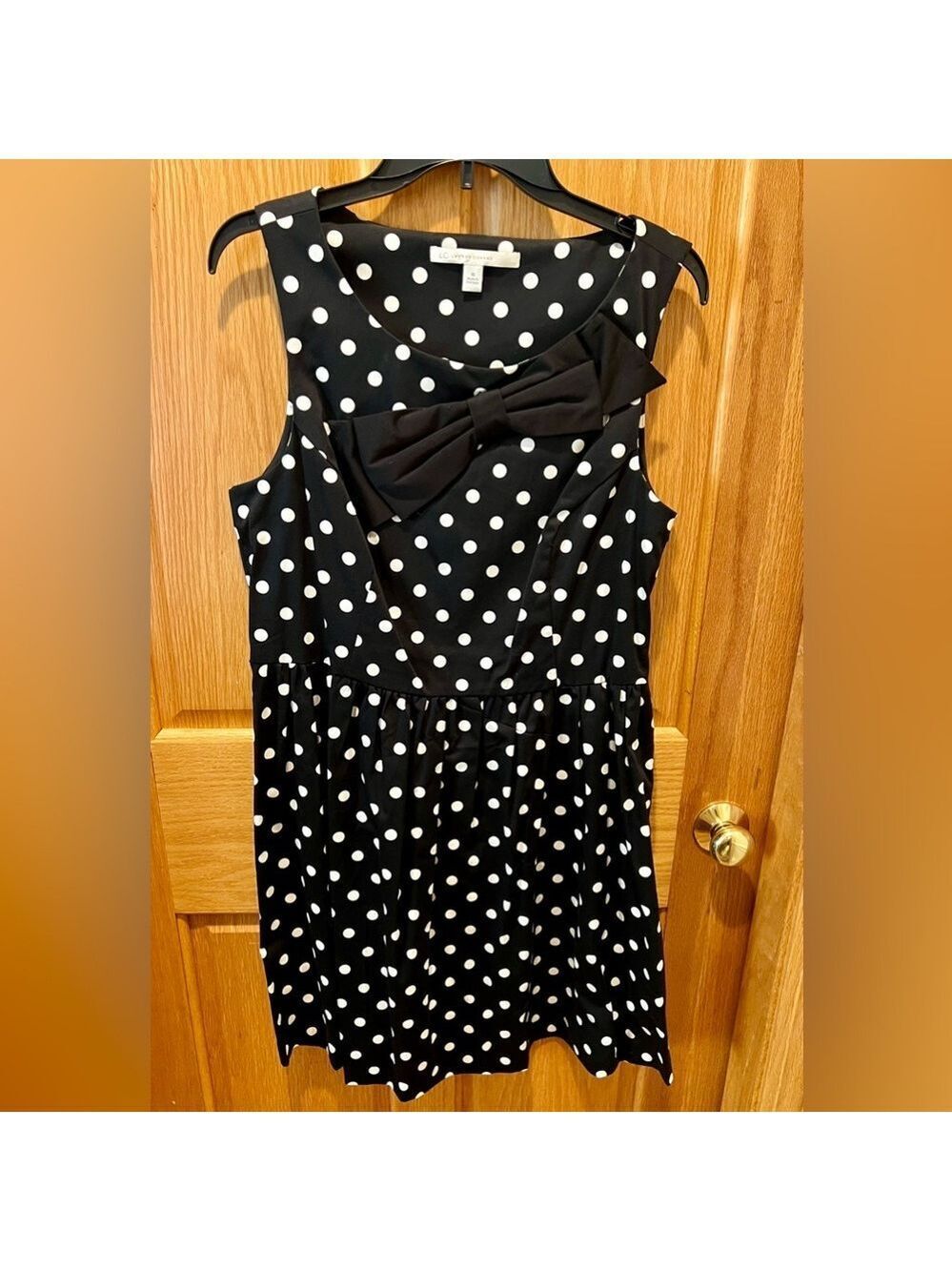 Lauren Conrad Dress Women's Size 10 Black White Dot Bow Detail - Picture 2 of 6